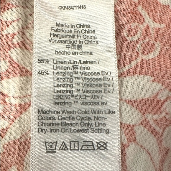 Madewell Margie Mini Dress Linen Dark Orange Floral Sz 12  Milkmaid Peasant - Picture 7 of 11